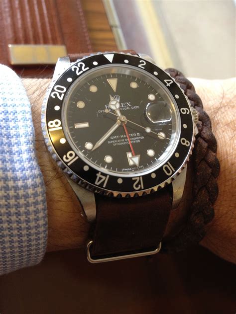 rolex gmt 2 nato strap|rolex 20mm leather strap.